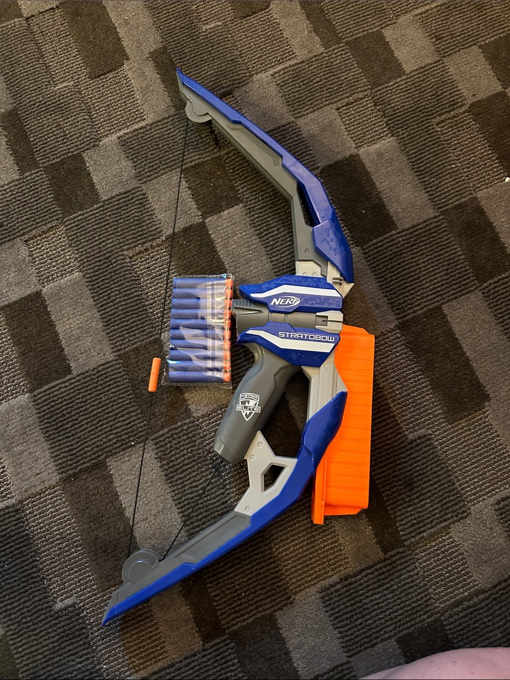 Nerf Stratobow Blue and Orange Foam Dart Bow with Clip